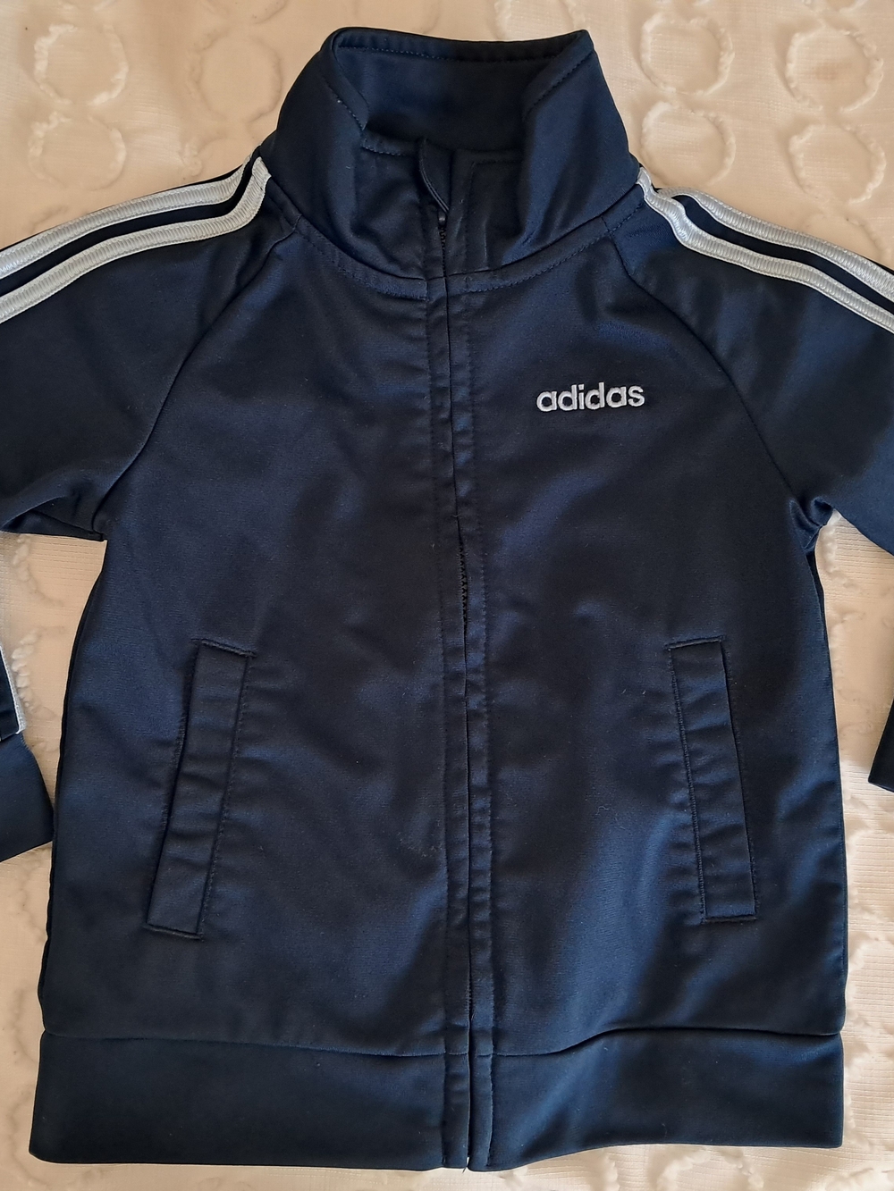 Adidas Navy Track Jacket with White Stripes